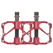 PD-R87C  1 Pair PROMEND Bicycle Road Bike Mountain Bike 3 Palin Carbon Fiber Bearing Pedal(Red)