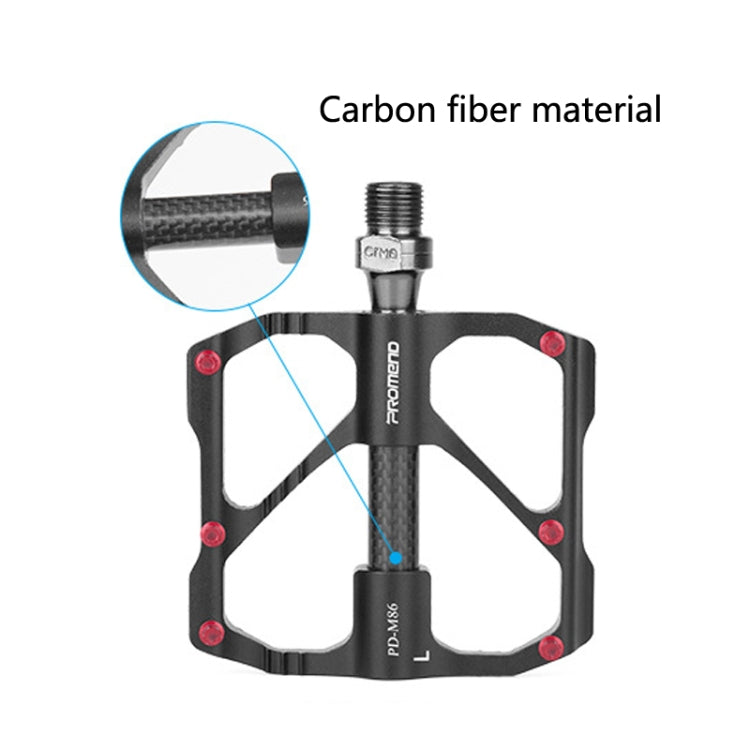 PD-R87C  1 Pair PROMEND Bicycle Road Bike Mountain Bike 3 Palin Carbon Fiber Bearing Pedal(Black)