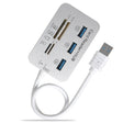 619-3.0 3 Port HUB + 4 Port Card Reader One to Three High Speed USB 3.0 Hub Splitter(White) - USB 3.0 HUB by PMC TechLife | Online Shopping South Africa | PMC TechLife | Buy Now Pay Later Mobicred
