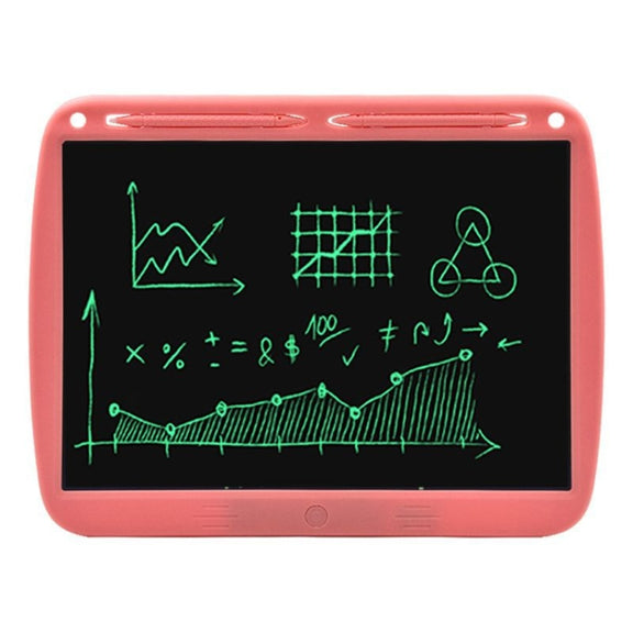 15inch Charging Tablet Doodle Message Double Writing Board LCD Children Drawing Board, Specification: Monochrome Lines (Pink)