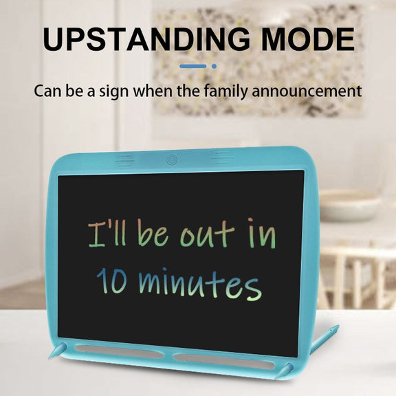 15inch Charging Tablet Doodle Message Double Writing Board LCD Children Drawing Board, Specification: Blue Colorful Lines (Blue)