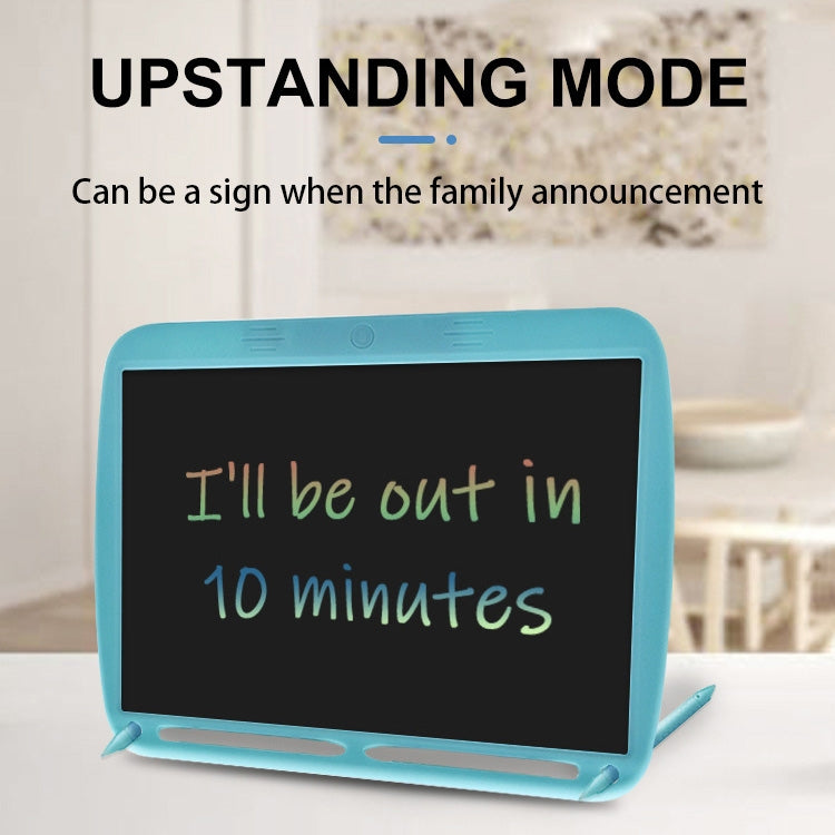 15inch Charging Tablet Doodle Message Double Writing Board LCD Children Drawing Board, Specification: Blue Colorful Lines (Blue)