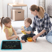 15inch Charging Tablet Doodle Message Double Writing Board LCD Children Drawing Board, Specification: Blue Colorful Lines (Blue)