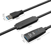 D.Y.TECH USB 3.0 Male To Female Extension Cable Double Shielded Chip Data Cable, Length: 15m