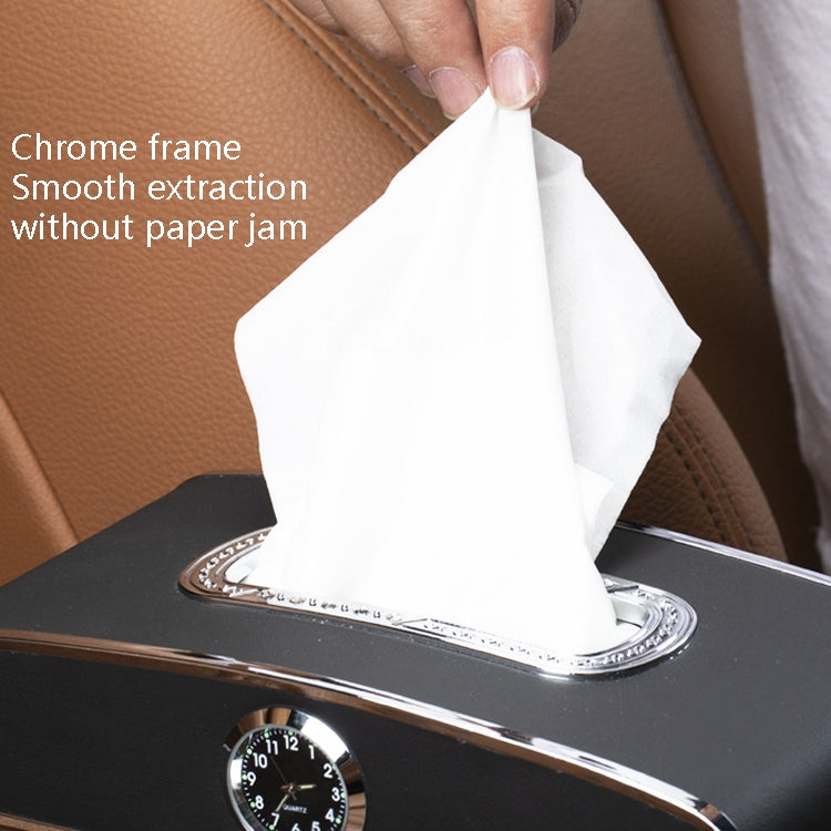 Car Clock Tissue Box Multi-Function Vehicle Instrument Table Paper Towel Box, Style: Clock+Parking Card (Black)