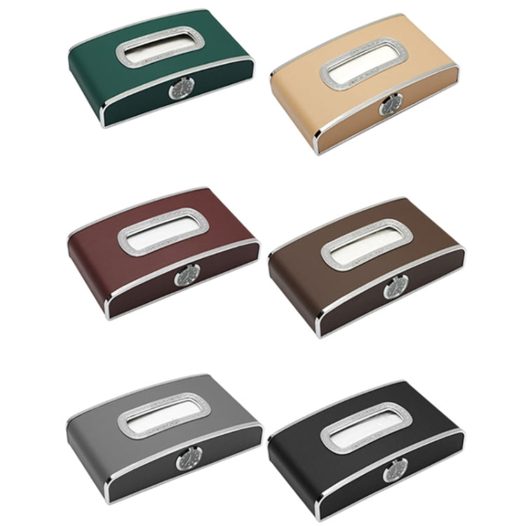 Car Clock Tissue Box Multi-Function Vehicle Instrument Table Paper Towel Box, Style: Clock+Parking Card (Gray)