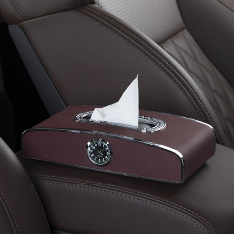 Car Clock Tissue Box Multi-Function Vehicle Instrument Table Paper Towel Box, Style: With Clock (Agate) - Tissue Boxes by PMC TechLife | Online Shopping South Africa | PMC TechLife | Buy Now Pay Later Mobicred