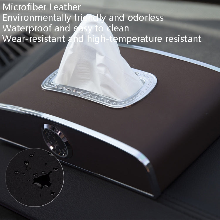 Car Clock Tissue Box Multi-Function Vehicle Instrument Table Paper Towel Box, Style: With Clock (Agate)