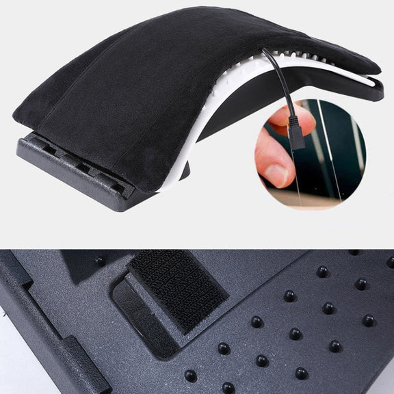 Electric Heating Belt Waist Lumbar Spine Massager Waist Four Seasons Heating Spine Correction Backrest , US Plug Electric Hot Model (White)