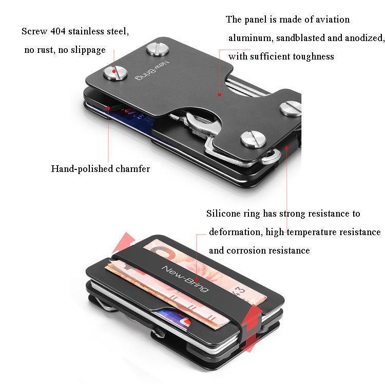New-Bring Metal Card Holder Multifunctional  EDC Wallet Can Store Keys & U Disk(Black) - free shipping - PMC Jewellery - Order now!