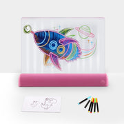 3D Painting Fluorescent Plate LED Shining Puzzle Children Graffiti Panel Handwritten Message Board(Pink)
