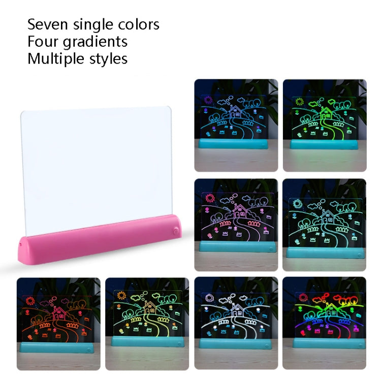 3D Painting Fluorescent Plate LED Shining Puzzle Children Graffiti Panel Handwritten Message Board(Pink)