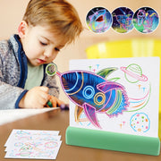 3D Painting Fluorescent Plate LED Shining Puzzle Children Graffiti Panel Handwritten Message Board(Blue)
