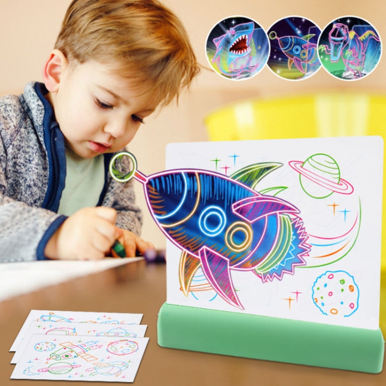 3D Painting Fluorescent Plate LED Shining Puzzle Children Graffiti Panel Handwritten Message Board(Green)