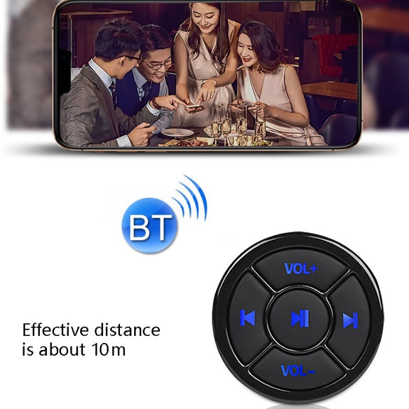 Car Mobile Phone Remote Control Bluetooth Wireless Multimedia Button Remote Control Music Playback Selfie, Colour: Silver With Buckle