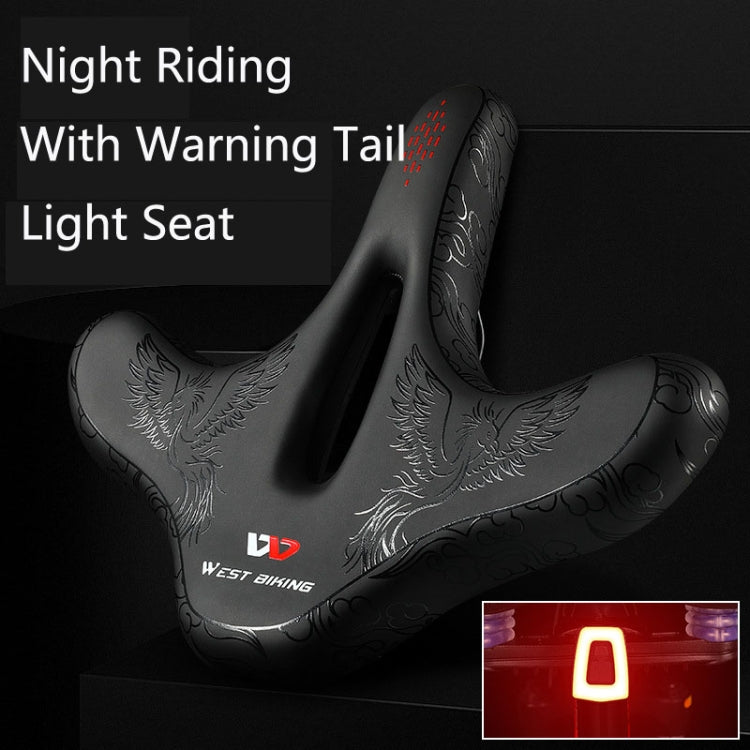 WEST BIKING YP1602797 Bicycle Hollow Seat Night Riding With Warning Tail Light Seat(Black Goose) - Bicycle Saddle by WEST BIKING | Online Shopping South Africa | PMc TechLife | Buy Now Pay Later Mobicred