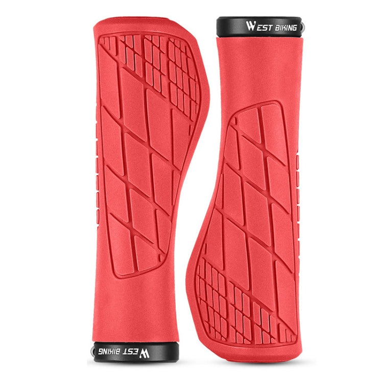 1 Pair WEST BIKING YP0804060 Bicycle Grips Mountain Bike Non-Slip Rubber Grips(Red) - free shipping - PMc TechLife - Order now!