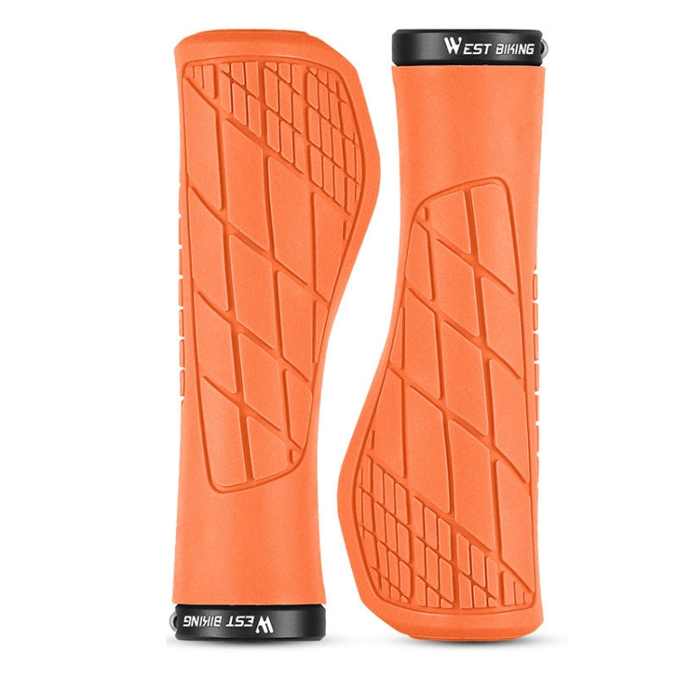 1 Pair WEST BIKING YP0804060 Bicycle Grips Mountain Bike Non-Slip Rubber Grips(Orange) - Bicycle Grips by WEST BIKING | Online Shopping South Africa | PMC TechLife | Buy Now Pay Later Mobicred