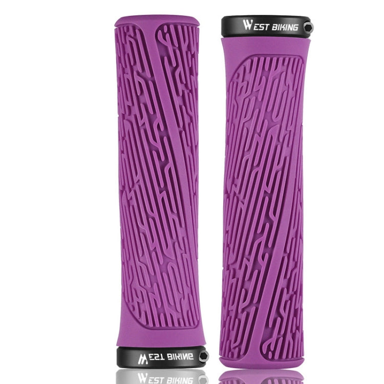 1 Pair WEST BIKING YP0804061 Bicycle Anti-Slip Shock Absorber Grip Mountain Bike Rubber Handlebar Cover(Purple) - free shipping - PMc TechLife - Order now!