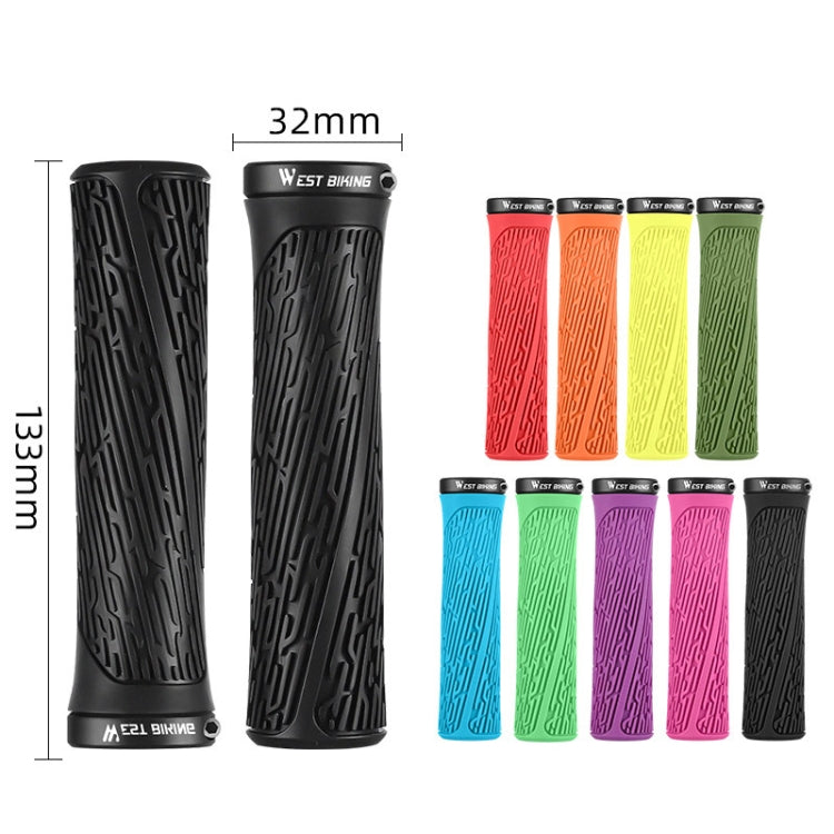 1 Pair WEST BIKING YP0804061 Bicycle Anti-Slip Shock Absorber Grip Mountain Bike Rubber Handlebar Cover(Ink) - free shipping - PMc TechLife - Order now!