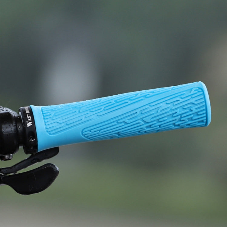 1 Pair WEST BIKING YP0804061 Bicycle Anti-Slip Shock Absorber Grip Mountain Bike Rubber Handlebar Cover(Blue) - free shipping - PMc TechLife - Order now!