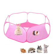 Portable Small Animal Game Fence Folding Outdoor Interior Pet Tent(Pink Opp Bag)