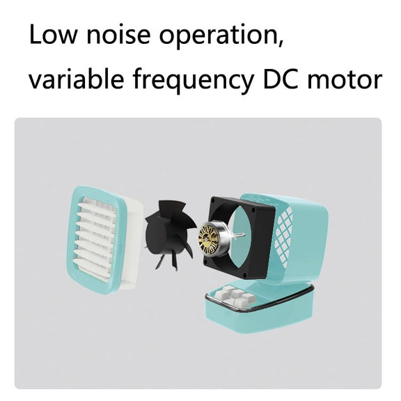 A5 Mini Humidifying Refrigeration Air Conditioning Fan USB Home Desktop Water Cooling Fan(Mint Green)
