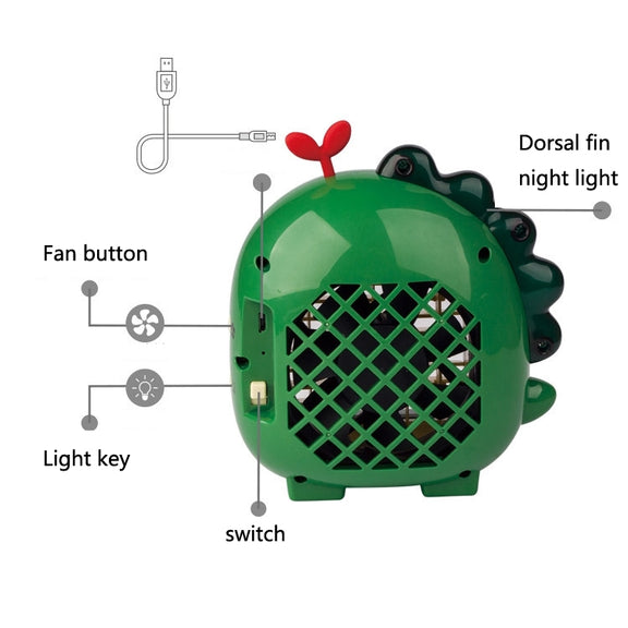 A9 Desktop Dinosaur Fan USB Mini Large Wind Fan(Green)