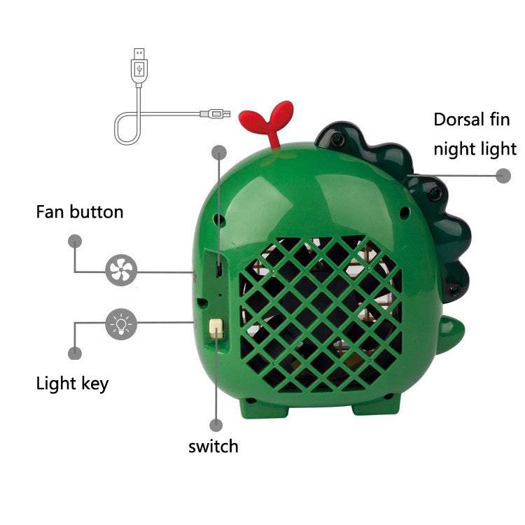 A9 Desktop Dinosaur Fan USB Mini Large Wind Fan(Green)