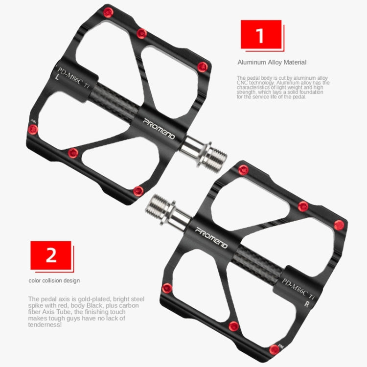 1 Pair PROMEND Titanium Axle Carbon Tube Bicycle Pedal Mountain Bike Road Bike 3 Palin Pedal PD-M86C-TI - free shipping - PMC Jewellery - Order now!