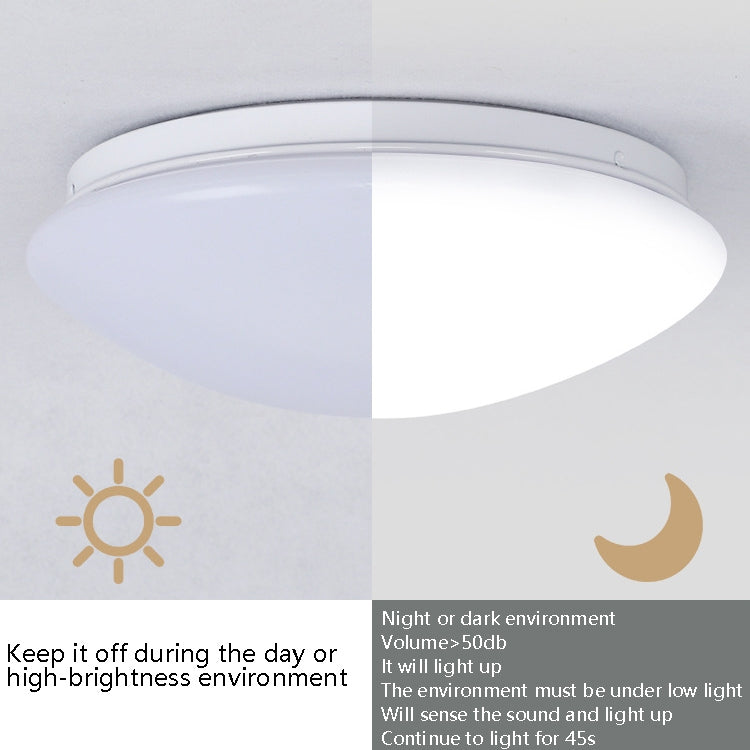 LED Sound Light Control Ceiling Lamp Round Corridor Intelligent Sensor Lamp, Power source: 12W 270mm(White) - Sensor LED Lights by PMC TechLife | Online Shopping South Africa | PMC TechLife | Buy Now Pay Later Mobicred
