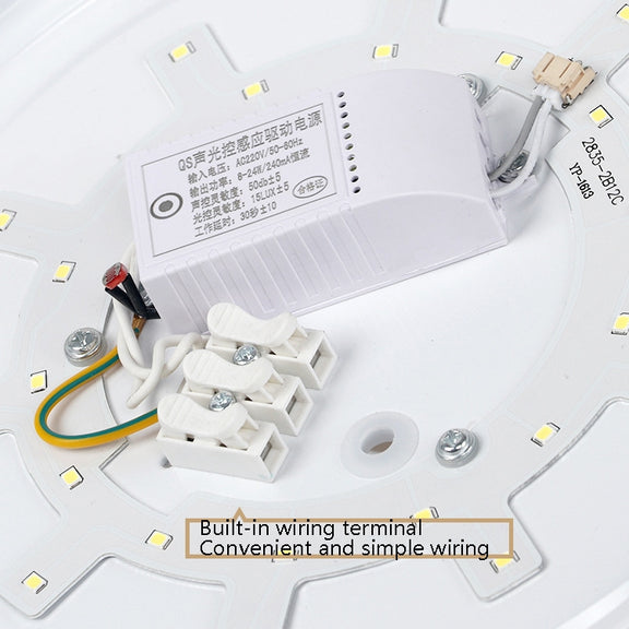 LED Sound Light Control Ceiling Lamp Round Corridor Intelligent Sensor Lamp, Power source: 18W 350mm(White)