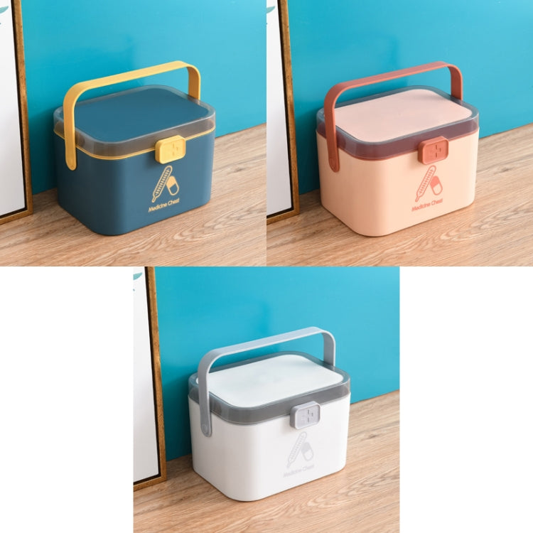 Household Plastic Small Medicine Box Portable Medicine Storage Box, Size: 21.4 x 15.8 x 14.7cm(Grey)