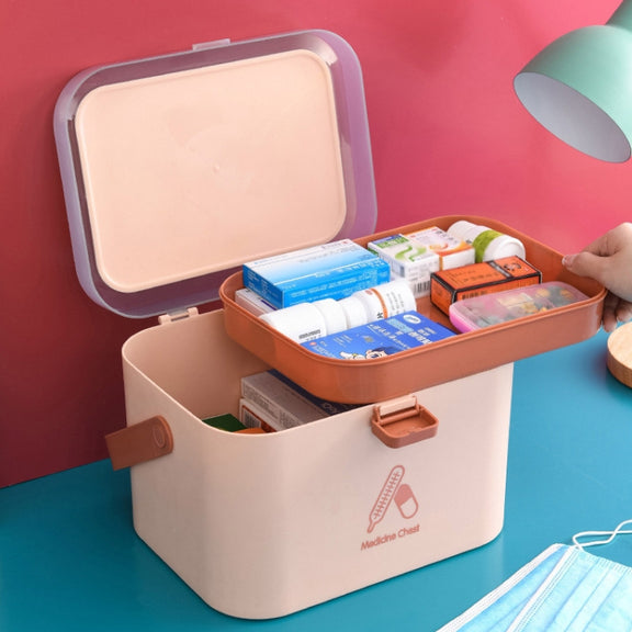 Household Plastic Small Medicine Box Portable Medicine Storage Box, Size: 21.4 x 15.8 x 14.7cm(Grey)