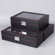 Carbon Fiber PU Leather Watch Box Jewelry Storage Box Packaging Box, Style: 12 Watch Positions