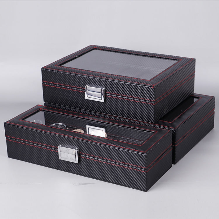 Carbon Fiber PU Leather Watch Box Jewelry Storage Box Packaging Box, Style: 12 Watch Positions