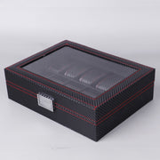 Carbon Fiber PU Leather Watch Box Jewelry Storage Box Packaging Box, Style: 12 Watch Positions