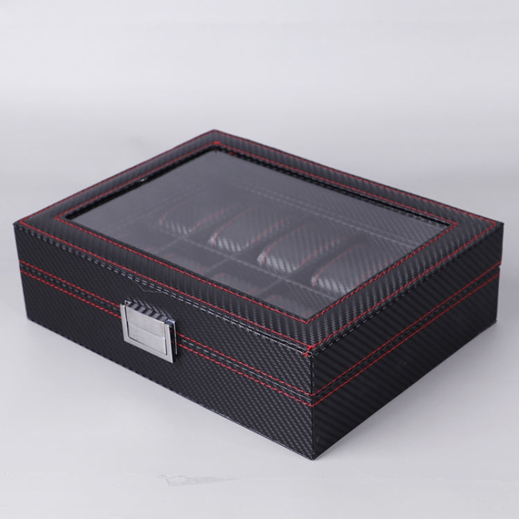 Carbon Fiber PU Leather Watch Box Jewelry Storage Box Packaging Box, Style: 12 Watch Positions
