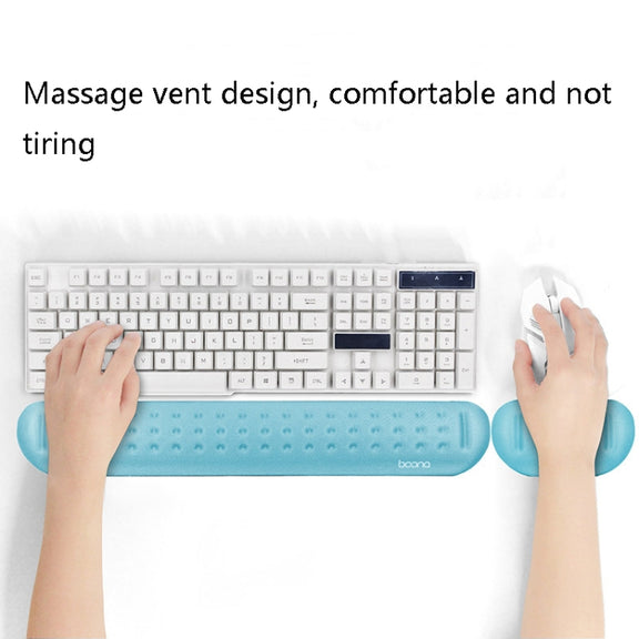Baona Silicone Memory Cotton Wrist Pad Massage Hole Keyboard Mouse Pad, Style: Medium Keyboard Rest (Blue)