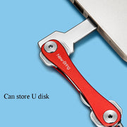 New Bring Mini Keychain Emergency Tool Multifunctional Portable Car Accessories Metal Key Storage Device(Blue Lengthening)