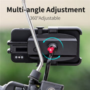 WEST BIKING  Bike Mobile Phone Holder Aluminum 360 Rotatable Electric Bike Scooter Motorcycle Phone Stand,Style: Handlebar Style