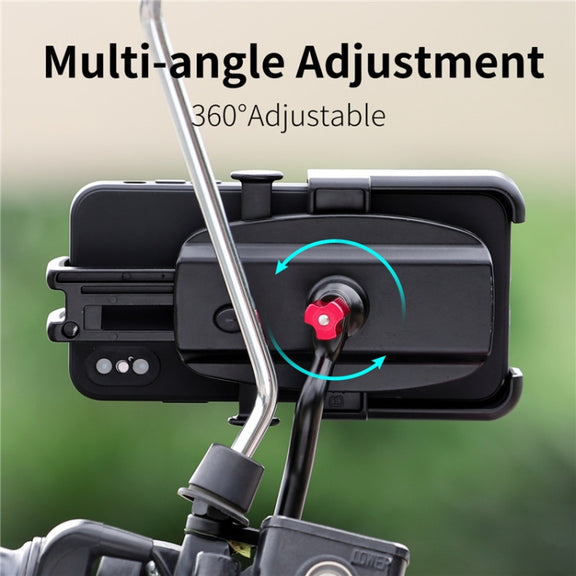 WEST BIKING  Bike Mobile Phone Holder Aluminum 360 Rotatable Electric Bike Scooter Motorcycle Phone Stand,Style: Rearview Mirror Style