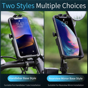 WEST BIKING  Bike Mobile Phone Holder Aluminum 360 Rotatable Electric Bike Scooter Motorcycle Phone Stand,Style: Rearview Mirror Style