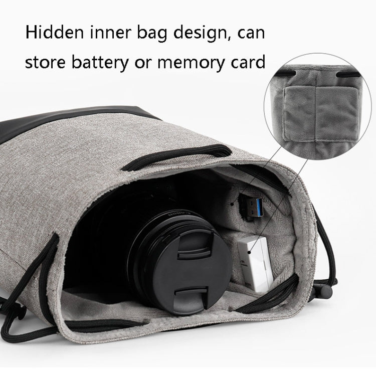 Baona Water-resistant Micro SLR Camera Bag Protective Cover Drawstring Pouch Bag, Color: Small Gray