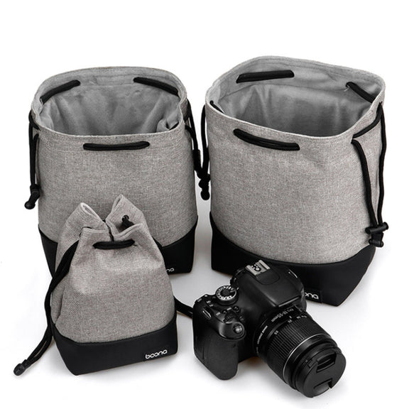 Baona Water-resistant Micro SLR Camera Bag Protective Cover Drawstring Pouch Bag, Color: Medium Gray