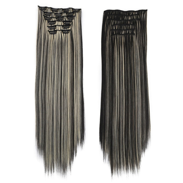 6 In 1 60cm Card Hair Extension Piece 16 Card Long Straight Hair Wig Piece, Color: 2.1BH613
