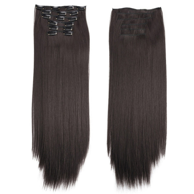6 In 1 60cm Card Hair Extension Piece 16 Card Long Straight Hair Wig Piece, Color: 3.2