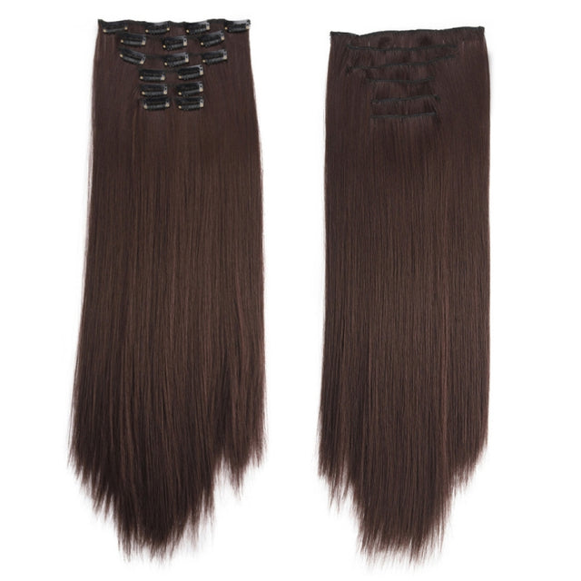 6 In 1 60cm Card Hair Extension Piece 16 Card Long Straight Hair Wig Piece, Color: 6.4