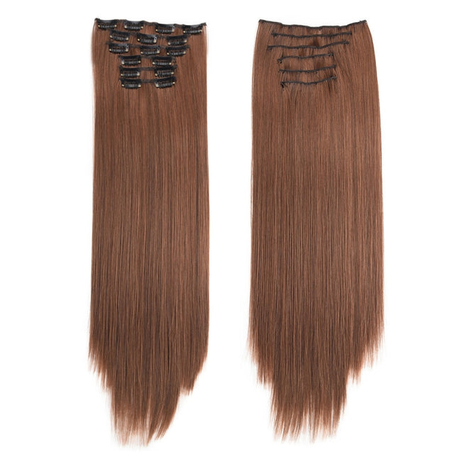 6 In 1 60cm Card Hair Extension Piece 16 Card Long Straight Hair Wig Piece, Color: 8.4M30