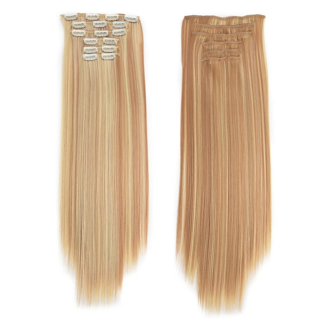 6 In 1 60cm Card Hair Extension Piece 16 Card Long Straight Hair Wig Piece, Color: 12.22TH613